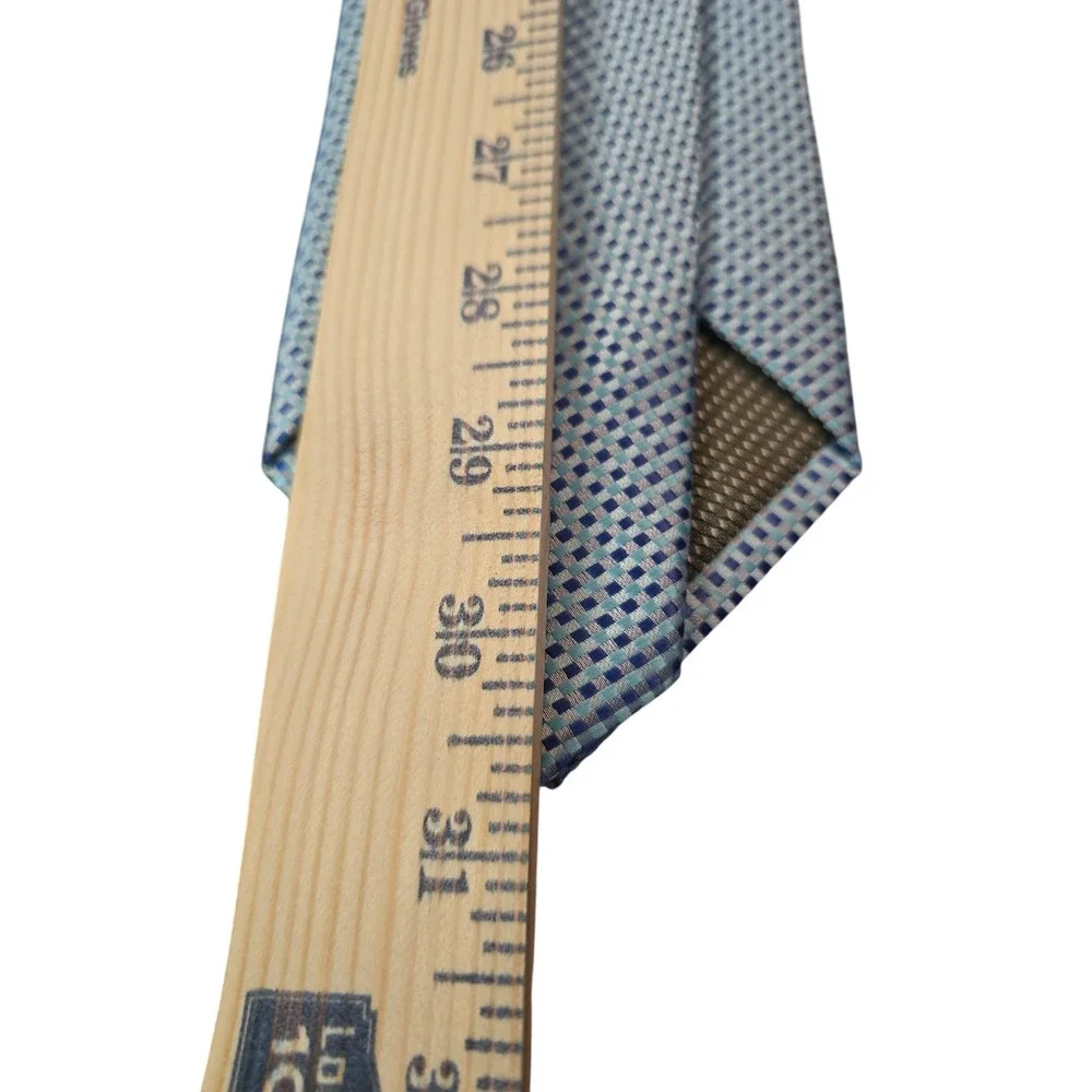 Alexander Julian Colours Mens Blue Micro Check Geometric Polyester Tie Hand Made